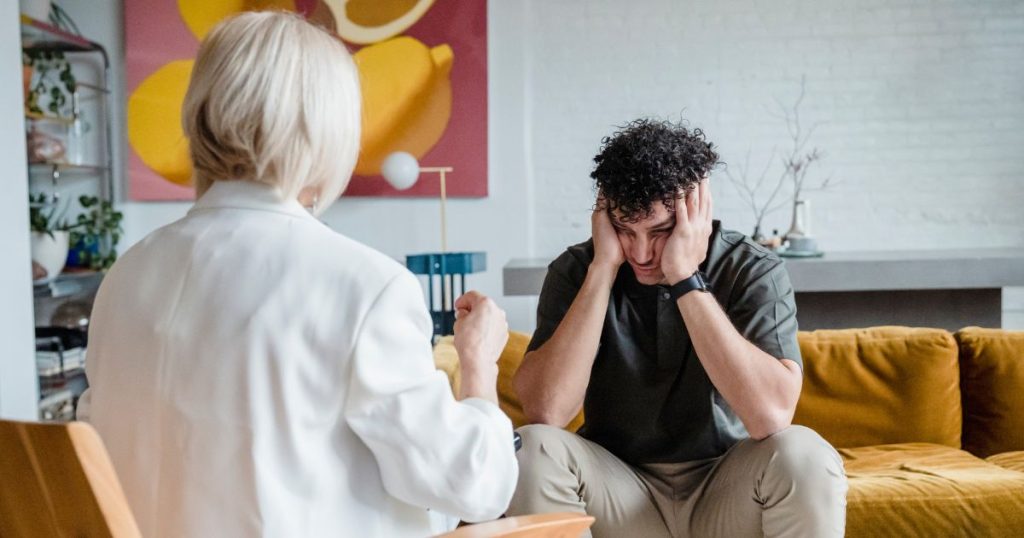 A man getting a consultation for NAD+ therapy for Anxiety treatment in Charlotte, NC